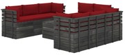 vidaXL 9-delige Loungeset met kussens pallet massief grenenhout