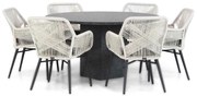 Tuinset Ronde Tuintafel 6 personen 140 cm Rope Wit Lifestyle Garden Furniture Advance/Graniet