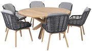 4 Seasons Outdoor Lugano tuinset teak met Prado tafel Ø 160 cm * Sale *  Tuinset    houtkleur weerbestendig