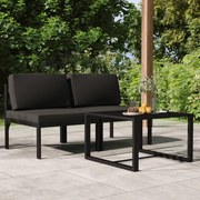 vidaXL 3-delige Loungeset met kussens aluminium antracietkleurig