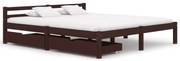 vidaXL Bedframe met 2 lades massief grenenhout donkerbruin 160x200 cm