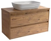 Sanicare Avenza badmeubel 100cm arrano oak met witte waskom 60x40cm