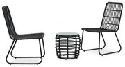 vidaXL 3-delige Bistroset poly rattan zwart