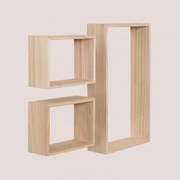 Set Van 3 Houten Wandplanken Ayale Natuurlijk - Sklum