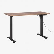 Elektrisch Verstelbaar Rechthoekig Bureau Met Geheugenfunctie Van Hout En Ijzer Serpi Marrón Nogal Oscuro & ↔︎ 120 Cm & Zwart - Sklum