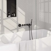 Brauer Black Edition Badkraan Inbouw - douchegarnituur - 20cm uitloop - met inbouwdeel - 3 gladde knoppen - handdouche staaf 1 stand - mat zwart 5-S-022