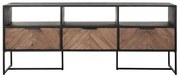 DTP Home Criss Cross Tv-meubel Zwart Visgraat 150 Cm - 150x40x60cm.