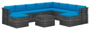 vidaXL 11-delige Loungeset pallet met kussens massief grenenhout