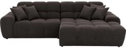 Goossens Excellent Bank Kubus - 40 X 40 Cm Stiksel donkerbruin, stof, 1,5-zits, modern design met chaise longue rechts