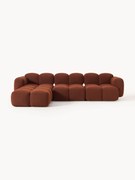 Modulaire bank Tayla (4-zits) van bouclé met poef (links/rechts)