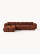 Modulaire bank Tayla (4-zits) van bouclé met poef (links/rechts)