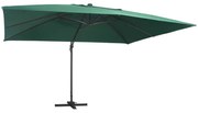 vidaXL Zweefparasol met LED-verlichting en paal 400x300 cm groen