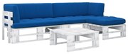 vidaXL 4-delige Loungeset pallet met kussens wit geïmpregneerd hout