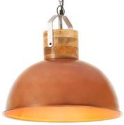 vidaXL Hanglamp industrieel rond E27 42 cm mangohout koperkleurig