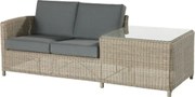 4 Seasons Outdoor | Lodge living bench 2 seater right arm with end table, pure       weerbestendig