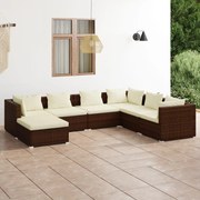 vidaXL 7-delige Loungeset met kussens poly rattan bruin