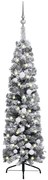 vidaXL Kerstboom met LED's, kerstballen en sneeuw smal 120 cm groen