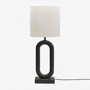 Tiberia Mangohouten Tafellamp Gewoon Zwart & Wit Ø30 Cm - ↑30 Cm Arlina - Sklum