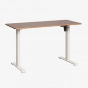 Elektrisch Verstelbaar Rechthoekig Bureau Met Geheugenfunctie Van Hout En Ijzer Serpi Marrón Nogal Oscuro & ↔︎ 120 Cm & Wit - Sklum