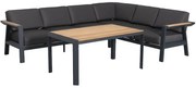 Victoria hoek dining loungeset 4 delig aluminium teak