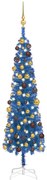 vidaXL Kerstboom met LED's en kerstballen smal 150 cm blauw