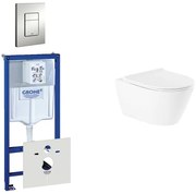 QeramiQ Salina Toiletset - inbouwreservoir - spoelrandloos - wandcloset - softclose - bedieningsplaat verticaal/horizontaal mat chroom 0720002/0729205/sw96855/sw96857/