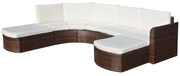 vidaXL 4-delige Loungeset met kussens poly rattan bruin