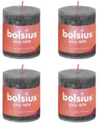 Bolsius Stompkaarsen Shine 4 st rustiek 80x68 mm stormgrijs