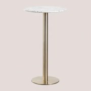 Ronde Hoge Bartafel In Terrazzo (ø60 Cm) Malibu Wit & Champagne Goud - Sklum