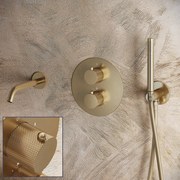 Saniclear Brass Curved inbouw badkraan rond geborsteld messing - mat goud