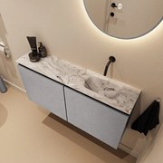 Mondiaz Ture DLux toiletmeubel 100cm plata met wastafel glace rechts zonder kraangat