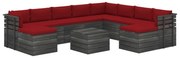 vidaXL 11-delige Loungeset pallet met kussens massief grenenhout