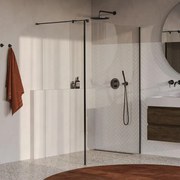 BRAUER Oblivion Inloopdouche - 140x200cm - 30cm zijwand - glascoating - helder glas - geborsteld gunmetal PVD GS-OBI2H14030200GM