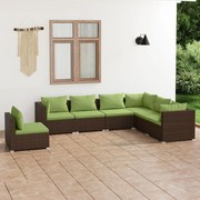 vidaXL 7-delige Loungeset met kussens poly rattan bruin