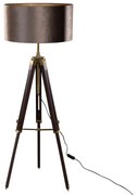 Vloerlamp messing tripod met velours kap bruin 50cm - Cortin