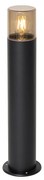 Staande buitenlamp zwart met smoke kap 50 cm - Odense