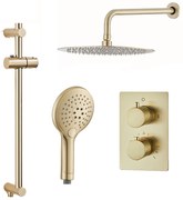 Saniclear Brass inbouwregendouche met 20cm hoofddouche, wandarm, 2 standen handdouche en glijstang geborsteld messing - mat goud