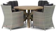 Tuinset Ronde Tuintafel 4 personen 120 cm Wicker Taupe  Garden Collections Venerdi/Sand