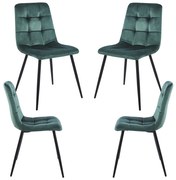Set 4 Stoelen Stuhl Fluweel