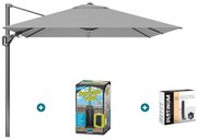 Platinum Voyager zweefparasol T2 2,7x2,7 - Grijs met ingraafvoet en hoes