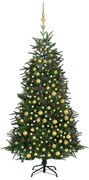 vidaXL Kunstkerstboom met LED's en kerstballen 240 cm PVC en PE groen