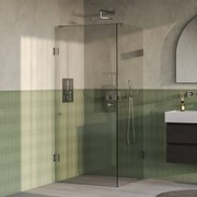 BRAUER Void Carving Douchecabine - 80x80x200cm - draaideur - glascoating - omkeerbaar - helder glas - Geborsteld RVS PVD GS-VOCC1H8080200NG