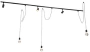 Modern railsysteem met 3 spots en 3 hanglampen zwart 1-fase - Iconic Cavalux Jeana