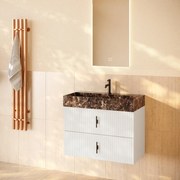 Muebles Murcia badmeubel ribbelfront 80cm wit mat met Dark Emperador wastafel met kraangat