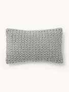 Handgemaakte grofgebreide kussenhoes Adyna donkergrijs 30x50