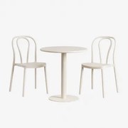 Set Van Ronde Tafel Ø70 Cm En 2 Tuinstoelen Mizzi Tapioca Beige - Sklum