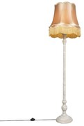 Vloerlamp grijs met Granny kap goud - Classico Retro E27 rond Binnenverlichting Lamp