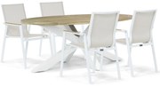 Tuinset 4 personen 200 cm Aluminium/textileen Wit Lifestyle Garden Furniture Fiora/Bradford