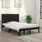 vidaXL Bedframe massief hout zwart 120x190 cm 4FT Small Double