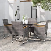 vidaXL 5-delige Tuinset poly rattan grijs